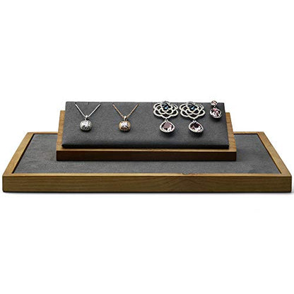 Oirlv Solid Wood Jewelry Display Stand Necklace Pendant Earring Showcase Organizer Triangular Plane Display(Grey Triangular Necklace Holder) - color: Grey Triangular Jewelry Display Stand