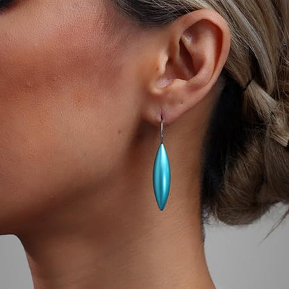 Oval Drop Earrings for Women, Long Thread Dangle Earrings, Colorful lightweight aluminum alloy, Suitable for Jewelry Gifts and Valentine's Day - color: Light blue