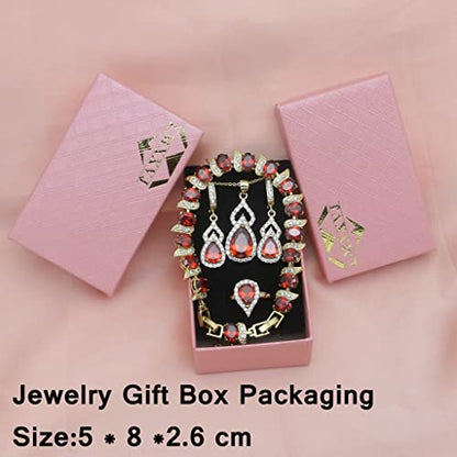 LMXXVJ Women Jewelry Set Platinum Plated Necklace Open Ring Earrings Bracelet Set,Birthday/Anniversary Mother’s Day Jewelry Gifts for Mom/Wife/Sister/Best Friend - color: Yellow Gold-Garnet