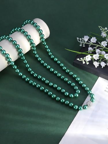 Long Pearl Necklace for Women Dainty Zircon Bead Pearl Necklace Layered Faux Pearls Necklaces Long Wedding Long Pearl Necklace Delicate Jewelry for Brides - color: Style-H green