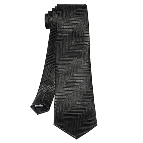 5PCS Mens Silk Tie, Pocket Square, Cufflinks, Drilled Tie Ring and Lapel Pin Set for Wedding Groom Party - color: Black Striped Tie Set -130