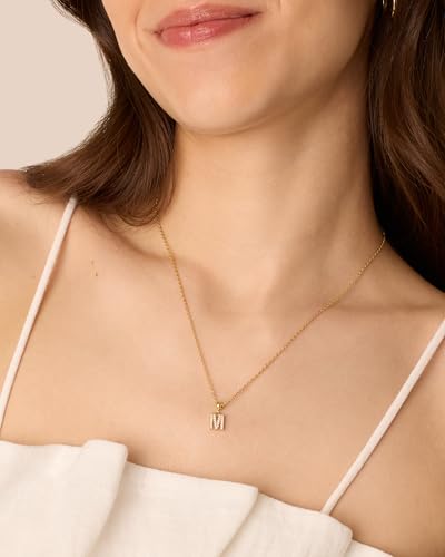 PAVOI 14K Gold Plated Dainty Initial Letter Necklace with Charms for Women | Adjustable Chain Gold Charm Initial Necklaces, Small Alphabet Letters Removable Pendants Cute Jewelry Gifts - style: - Q