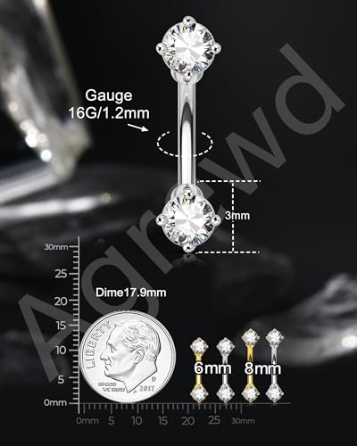 Minimalist Rook Earrings 16G Rook Jewelry Stainless Steel Eyebrow Piercing Jewelry 6/8MM Lobe Earrings - color: WG-8MM