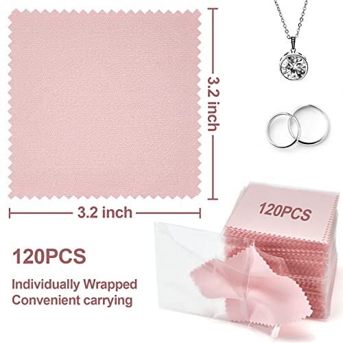 PINGMIC Jewelry Polishing Cloth, 120 PCS Silver Cleaning Cloths | 3.15" × 3.15" individually wrapped polishing cloths for sterling silver, gold, platinum, brass, copper, and more - color: 120pcs