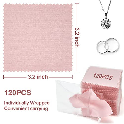 PINGMIC Jewelry Polishing Cloth, 120 PCS Silver Cleaning Cloths | 3.15" × 3.15" individually wrapped polishing cloths for sterling silver, gold, platinum, brass, copper, and more - color: 120pcs