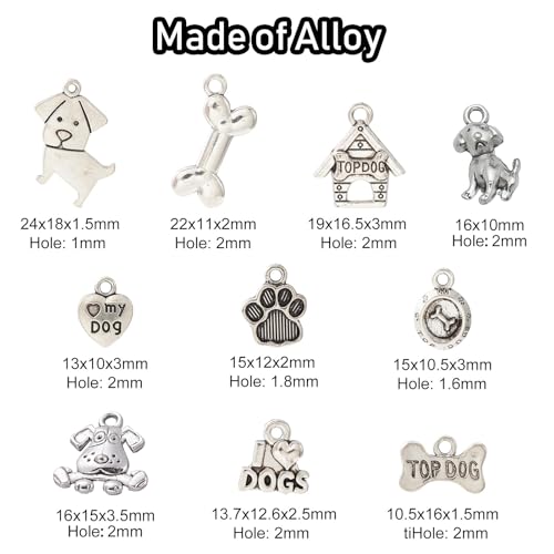 LiQunSweet 50 Pcs 10 Styles Lovely Dog Animal Charms Pet Dog Charm for Bracelet DIY Craftings Jewelry Making - color: Dog Animal Pet Charm_10 Styles