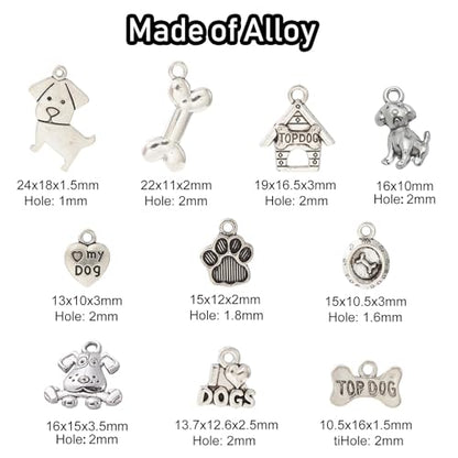 LiQunSweet 50 Pcs 10 Styles Lovely Dog Animal Charms Pet Dog Charm for Bracelet DIY Craftings Jewelry Making - color: Dog Animal Pet Charm_10 Styles