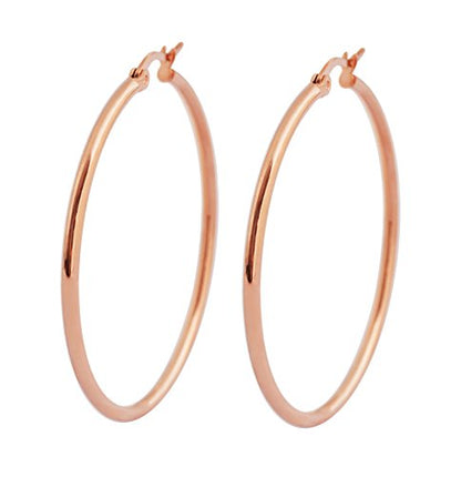 Rounded Hoops Earrings (20mm-60mm Diameter) - color: Rose Gold 40mm