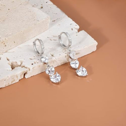 Heart Dangle Earrings for Women Dainty Charm Long Dangling Jewelry Multi Heart CZ Drop Huggie Earring Stud for Valentine's Day Earrings Gifts
