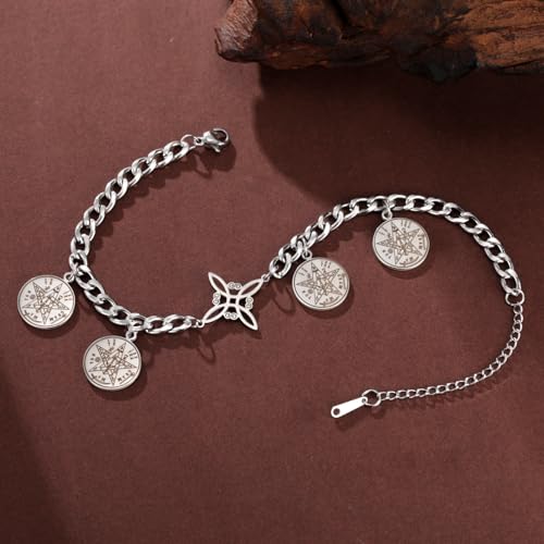 Dreamtimes Witches Knot Bracelet Tetragrammaton Pentagram Bracelet Stainless Steel Celtic Knot Bracelets for Women Men Protection Jewelry Witch Amulet and Talisman - style: Style 1