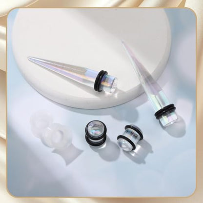 JieyueJewelry 50/54 Pcs Ear Stretching Kit 14G-00G | Acrylic Tapers & Plugs with Silicone Tunnels, Ear Gauges Expander Set Body Piercing Jewelry for Women and Men - color: Clear Colorful