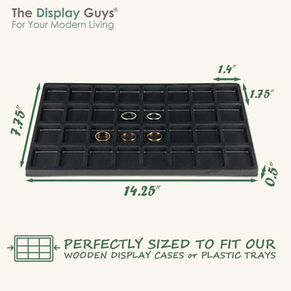 2-Pack 32-Compartments Flocked Velvet Jewelry Display Inserts - Tray/Case Liners - Ring Earrings Storage, (Black) by The Display Guys - color: Black, size: Compartments - 32