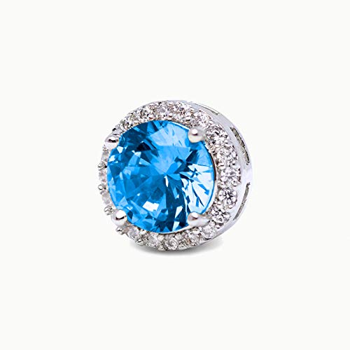 SWEETV Cubic Zirconia Stud Earrings, 8mm Round Cut, Rhinestone Hypoallergenic Earrings for Women & Girls | 9mm Round Cut Hypoallergenic 925 Sterling Silver Stud Earrings for Bridal Bridesmaid Prom Weddings Parties,Silver - color: 11.Lake Blue