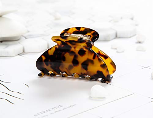 Handmade Celluloid Acetate French Design Barrettes Tortoise Shell Claws Hair Claw Luxury Fashion Accessories Hair Clip for Women (Dark) - color: Dark