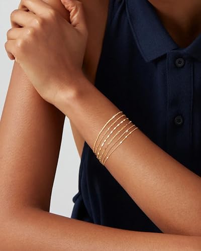 Freekiss Gold Stack Bracelets Pendant Necklace for Women: Dainty Thin Bracelet Set Charm Necklaces Necklaces Trendy Gold Jewelry for Women