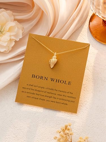 Baydurcan Dainty Gold Necklace for Women Ankh Mom Jesus Sun Star Necklace | 14K Gold Plated Pendant Necklaces Gifts for Friends Sister Mother, Birthday, Christmas, Graduation, Inspirational Gifts - style: Shell