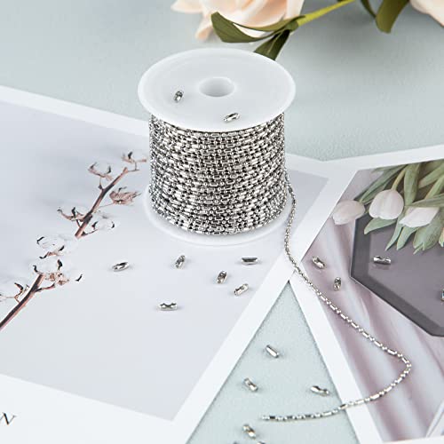 UMAOKANG 32.8 Feet Silver Ball Bead Chain for Jewelry Making 1.5mm Stainless Steel Beaded Chain Roll with Matching Connectors Bulk Men Women Necklace Choker DIY Jewelry Supplies - color: 1.5mm silver ball