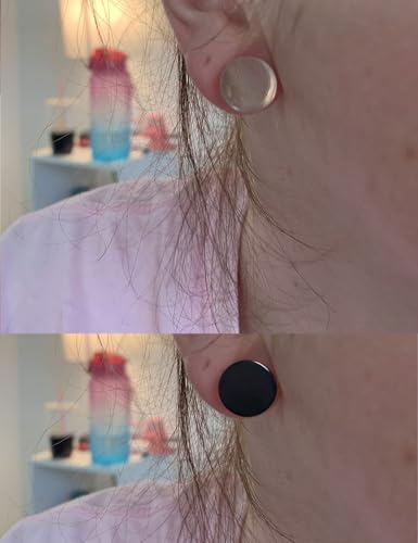 6G-50mm Acrylic Solid Gauges for Ear Tunnel Plugs Stretcher lightweight Plugs Clear Black Double Flared Flesh Tunnels Earrings for Women Men - color: Clear/Black:14mm = 9/16 inch