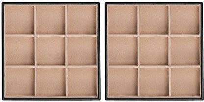 Glenor Co Jewelry Organizer Tray - Set of 2 - Stackable 18 Slots Jewelry Storage Trays - Display on Dresser or Drawer - Compatible with Other Trays - Black - size: Square - 9 Slot x 2