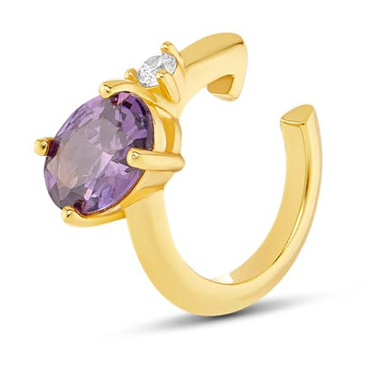 MILLA Ear Cuffs Non Piercing, Birthstone Jewelry, 14K Gold Plated over 925 Sterling Silver Half Hoop Dainty Earrings for Women Trendy with CZ Stones, Lightweight and Hypoallergenic - color: 02 February - Amethyst