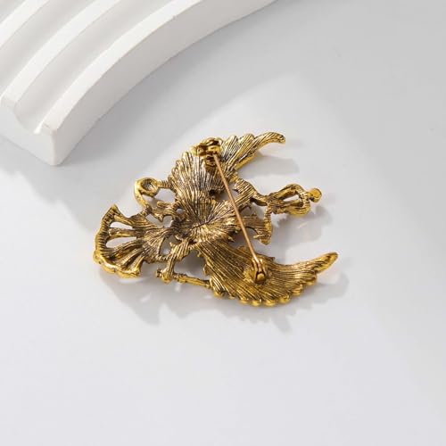HETICA Vintage Animal Dragon Skull Wolf Crown Lion Brooch for Men Women Suit Tie Dress Lapel Pin Fashion Jewelry - style: Vintage Gold Double-Headed Eagle
