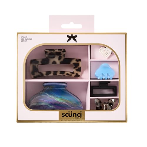 Scunci by Conair 6pk Claw Clips Set - ideal of all hair types - hair accessories for girls and women - trendy teen girl gifts - Valentine gifts for her - Assorted Colors and Styles - color: Assorted 3, size: 6 Count (Pack of 1)