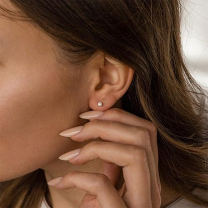 14K Gold Filled Polished Small CZ Pearl Ball Stud Earrings Set for Women Men 20G Surgical Steel Hypoallergenic Piercing Studs for Sensitive Ear, Pack of 6 Pairs - style: A2 : Gold, 3MM-10MM, White Pearl