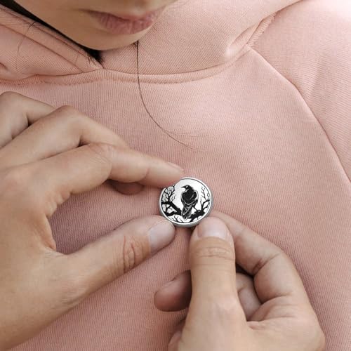 Gothic Raven Flowers Badge Pin Round Badge Metal Button Badges Brooch Lapel Pin for Men Women 1 Inch - color: style