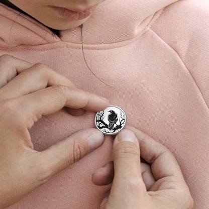 Gothic Raven Flowers Badge Pin Round Badge Metal Button Badges Brooch Lapel Pin for Men Women 1 Inch - color: style