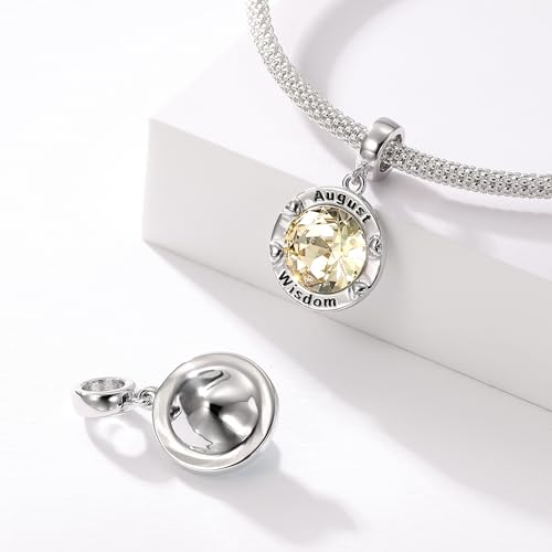 Birthstone Charms for Women Bracelets Birthday Bead Charms fit Pandora Bracelets Mothers Day Gifts for Women - color: 08-August(Peridot)