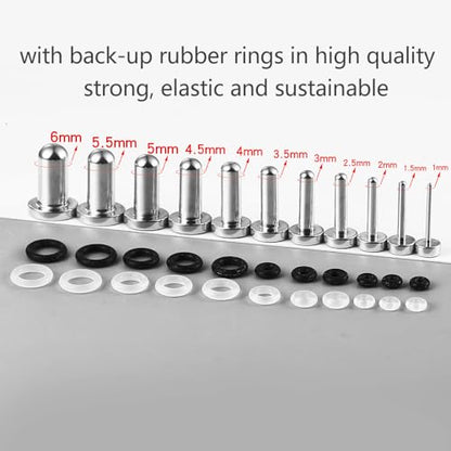 Casvort 22 PCS/16 PCS Hypoallergenic 18G-1'' Comfy Dead Stretching Plugs in 0.5mm Increments Saddle Plugs with Rubber Rings 316 Surgical Stainless Steel Crazy Ear Gauges Body Piercing Jewelry - color: Silver 1-6mm 22 PCS