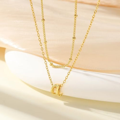 Yoosteel Layered Initial Necklaces for Women Teen Girls Letter A-Z Necklace | 14K Gold/Silver-Plated, Cursive Letter Necklace, Initial Necklace Stack, Birthday Gifts for Women Teen Girls Jewelry - color: Gold, style: F