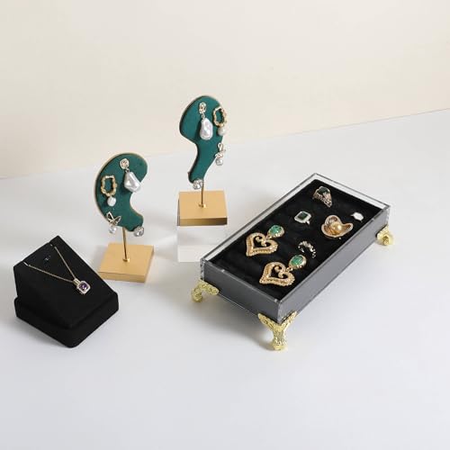 velvet slots Ring holder for jewelry organizer, Earring ring display stand for selling, felt ring jewelry holder tray showcase【Velvet slots Ring Holder-Black】 - color: Black