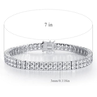 TIKJE 1-3 Row Cubic Zirconias Tennis Bracelet | 3.0mm White Gold Bracelets for Women Jewelry Gift| Size 7-7.5 inches - style: 2 Row, 7.5 inch