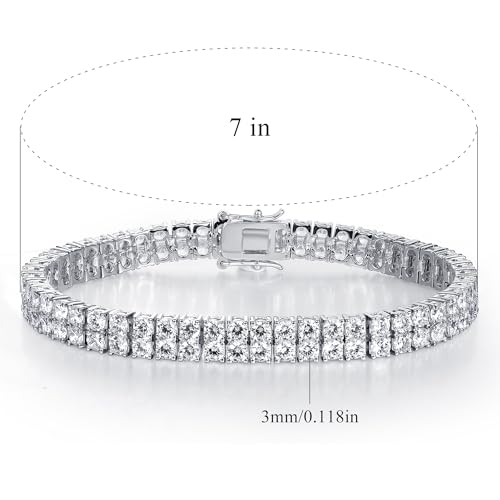 TIKJE 1-3 Row Cubic Zirconias Tennis Bracelet | 3.0mm White Gold Bracelets for Women Jewelry Gift| Size 7-7.5 inches - style: 2 Row, 7 inch