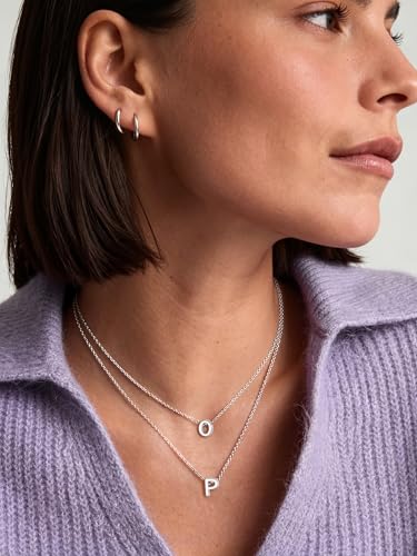 ChicSilver 925 Sterling Silver Initial Necklace for Women Dainty Letter Jewelry Personalized Gift - style: 16.P