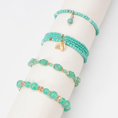 Boho Wooden Beads Bracelets Bohemian Bracelet Stack for Men Women Wood Beaded Bracelet Set - color: M