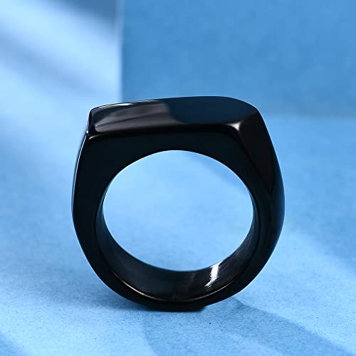 MYNENEY Stainless Steel Square Shape Signet for Men Statement Ring - color: Arrow Black