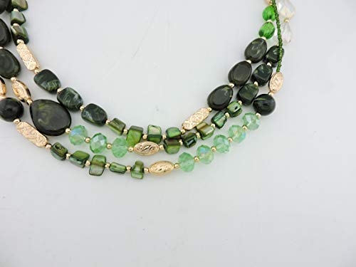 Coiris 3 Multi Layer Shell Glass Beaded Fashion Necklace for Women 21" - color: N0001-Green