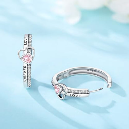 Floral Hoop Earrings 925 Sterling Silver with 14K Gold Plating – Lightweight CZ Flower Hoops | Hypoallergenic Jewelry for Women | Gift Box + Polishing Cloth - color: 22mm FOREVER LOVE earrings