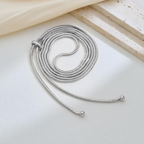 Gold Silver Necklace for Women Y Chain Adjustable Gold Long Necklaces Fashion Dainty Jewelry - color: sliver C