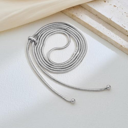 Gold Silver Necklace for Women Y Chain Adjustable Gold Long Necklaces Fashion Dainty Jewelry - color: sliver C