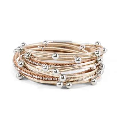 Wrapped Bracelets for Women,Leather Boho Bracelets for Women - color: Doubleloop-Rosegold