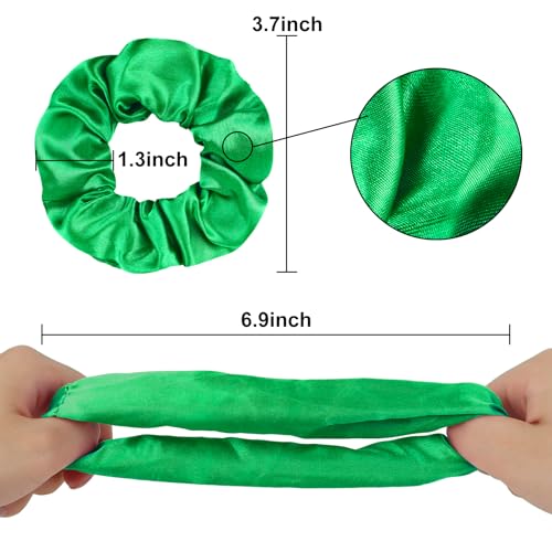 16 Pcs Satin Green Scrunchies Bridesmaid Proposal Gifts Hair Ties Scrunchies for Women Girls Bachelorette Party Favors (green) - color: green