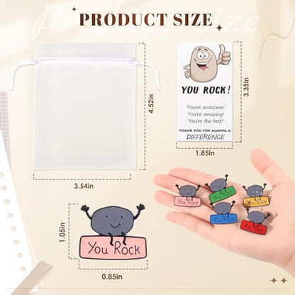 SINCCO 25/50/100 Sets Employee Appreciation Gifts Bulk, Funny You Rock Employee Of The Month Enamel Pins With Thank You Cards Small Inspirational Lapel Pins for Coworkers Office Staff Team Building