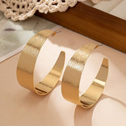Large Hoop Earrings for Women Lightweight Chunky Earrings | Big Hoop Earrings for Women Chunky Jewelry 70s Outfits for Women - style: Dangle-Gold-02
