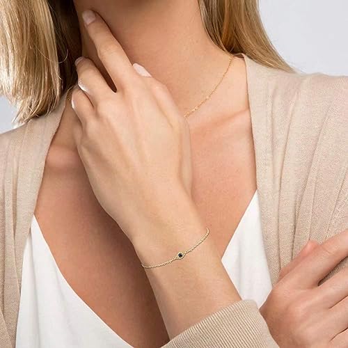 Fesciory Evil Eye Bracelet for Women, Gold Plated Adjustable Chain Jewelry | Blue Evil Eye Charm Bracelet, Lucky Amulet Symbolism, Dainty Adjustable Chain, Daily wear, Jewelry gifts - color: Gold-11