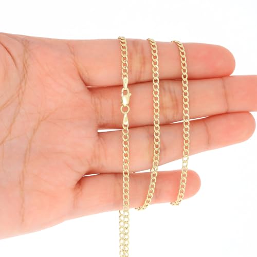 Nuragold 10K Real Yellow Gold Cuban Curb Link Chain Necklace (2mm - 7.5mm) - size: 26", style: 2.5mm