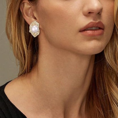 FANZE 2 Pairs Matte Gold Sliver Clip on Earrings for Women No Piercing | No Piercing Button Earring Comfortable Fashion Jewelry Gift - color: Set-13