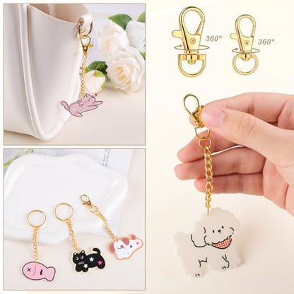 BESARME 1130PCS Keychain Making Kit Jump Rings for Jewelry DIY Key Chain Supplies with Keyrings Bulk, Metal Lobster Claw Clasp, Swivel Snap Hook, Extender Chain for Crafts Accessories（Gold） - color: Gold